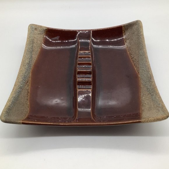 Royal Haegar Brown Earth Art Pottery Vintage Ashtray - Picture 3 of 11
